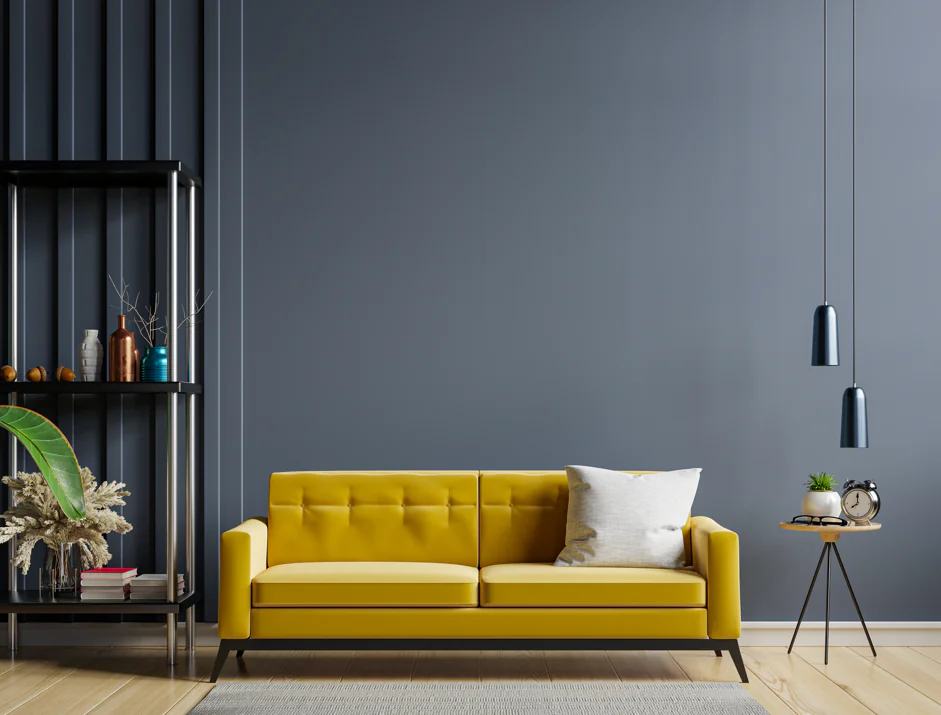 dark neutral wall painting: dark blue